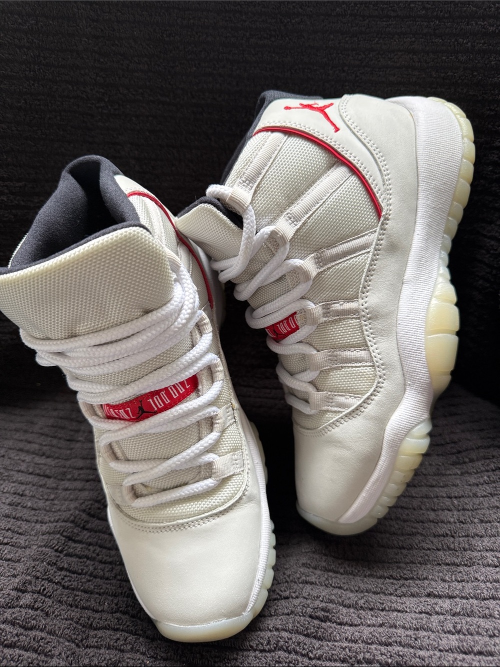 Jordan White and Red High-Top Basketball Sneakers